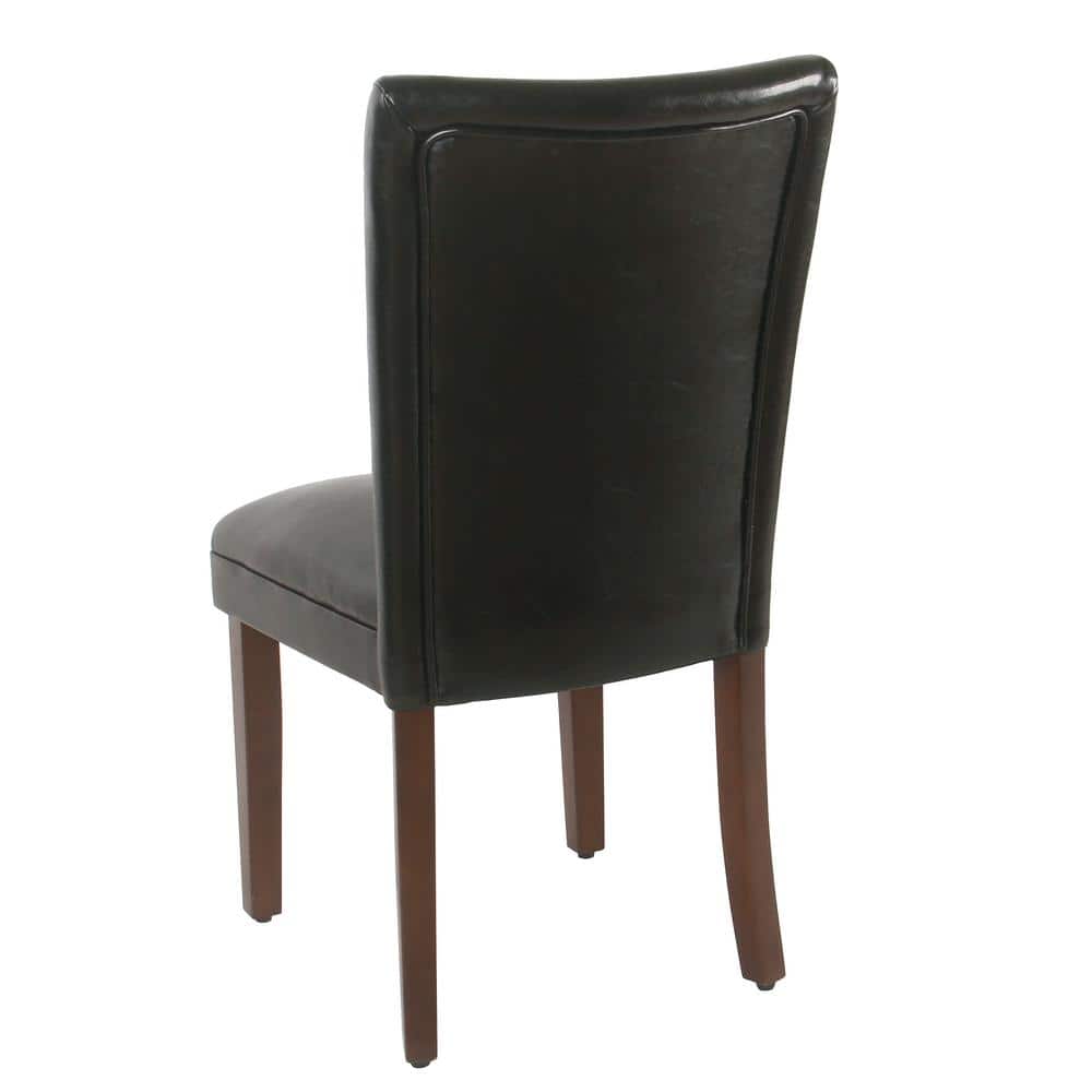Black Faux Leather Upholstered Parsons Side Chair with Wood Legs