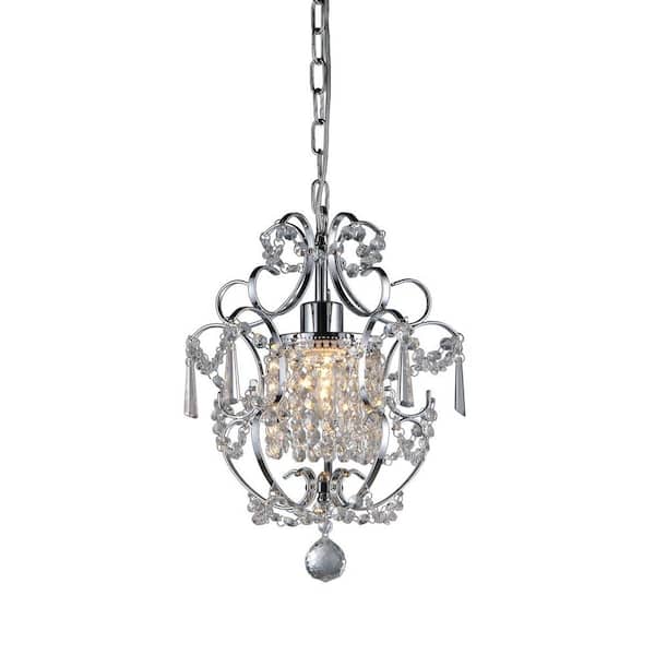 Warehouse of Tiffany Veronica 1-Light Silver Crystal Indoor Hanging Chandelier