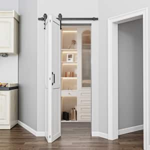 36 in. x 84 in. Paneled MDF White Finished H Shape Composite Bifold Sliding Barn Door with Hardware Kit