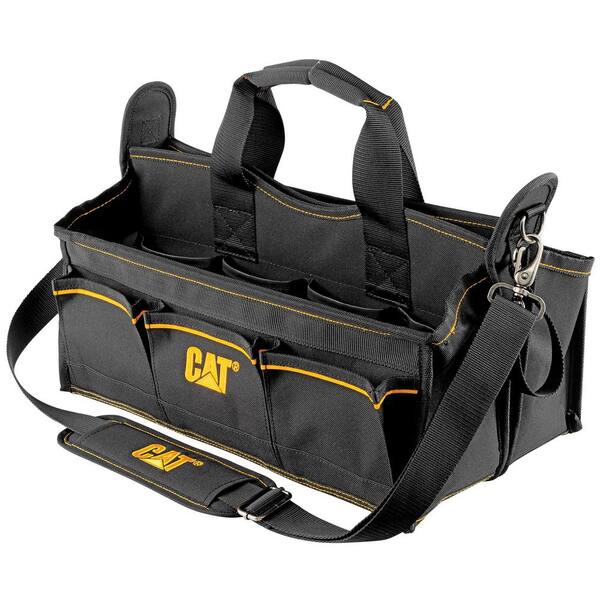 CAT 17 in. 20-Pocket Tech Tool Tote in Black with 2 Small Parts Organizers
