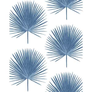 Palmetto Palm Coastal Blue Botanical Vinyl Peel & Stick Wallpaper Roll (Covers 30.75 Sq. Ft.)