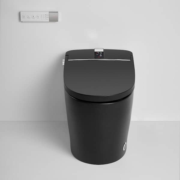 Elongated Bidet Toilet 1.28 GPF in Matte Black with Adjustable Sprayer Settings, Deodorizing, Soft Close