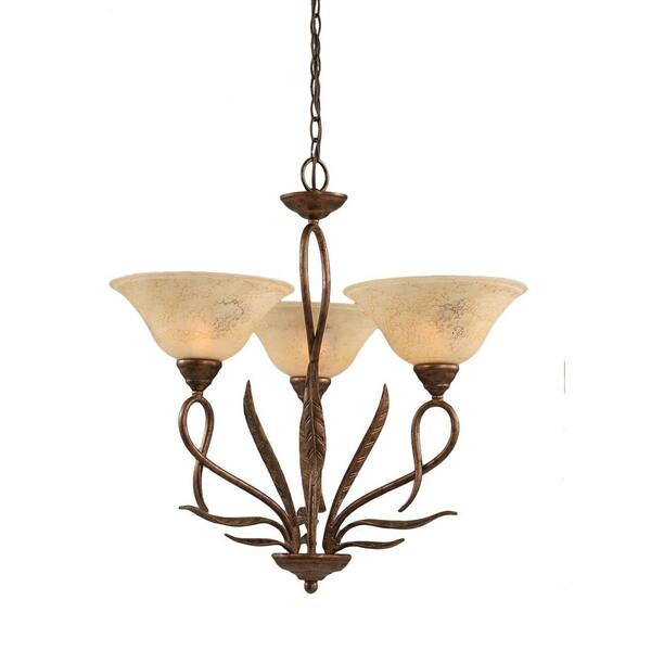 Filament Design Concord Series 3-Light Bronze Chandelier with Italian Marble Glass Shade