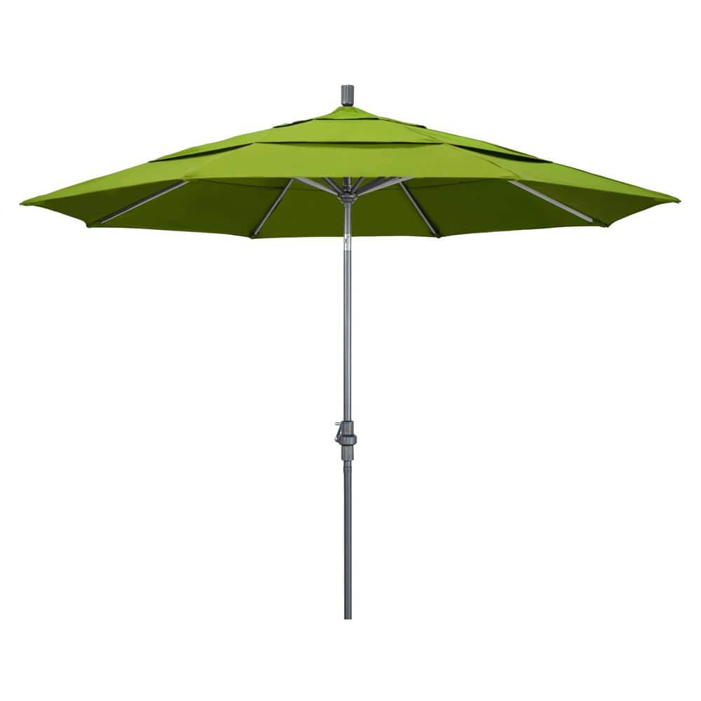 11 ft. Hammertone Grey Aluminum Market Patio Umbrella with Crank Lift in Macaw Sunbrella price history on PriceWatchPro