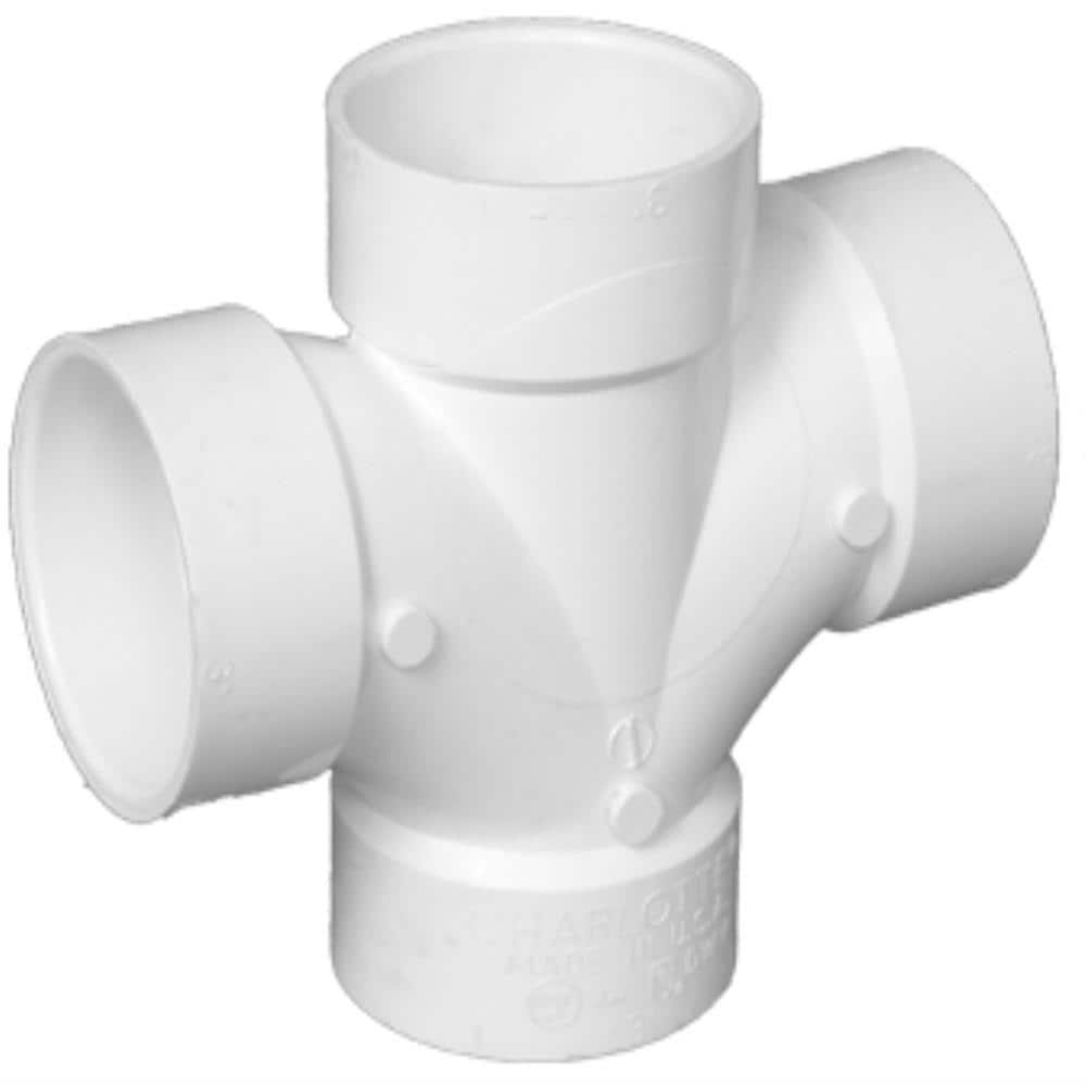 Charlotte Pipe 3 in. DWV PVC Double Sanitary Tee PVC004281000HD The