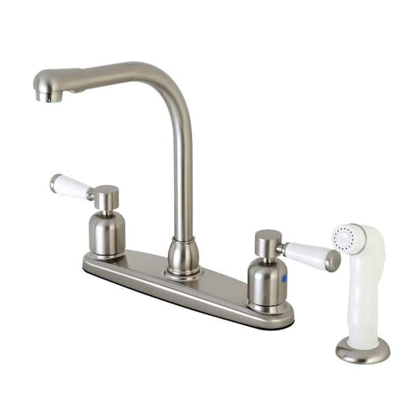 Kingston Brass Paris 2-Handle Standard Kitchen Faucet and Sprayer in Brushed Nickel
