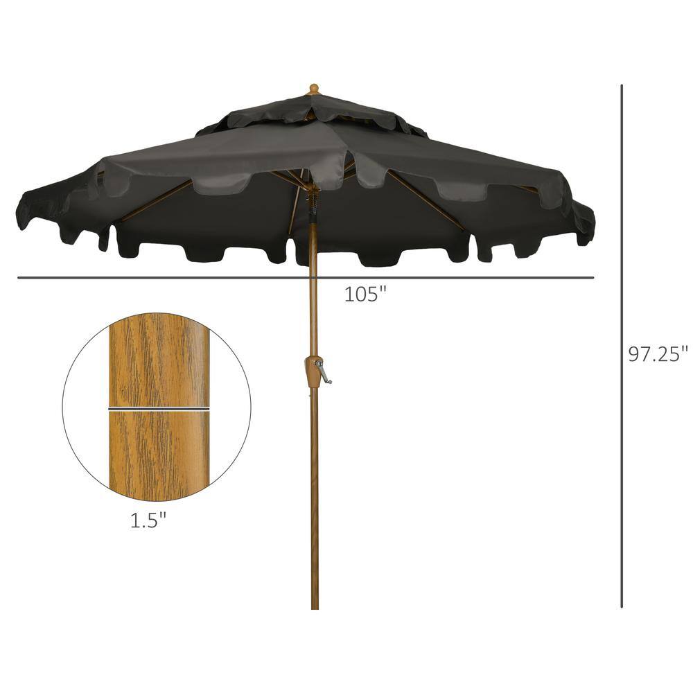 9' Dark Gray Polyester Patio Umbrella with Steel Frame