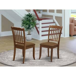 Mahogany Linen Fabric Upholstered Wood Chairs With Cushion, (Set of 2)