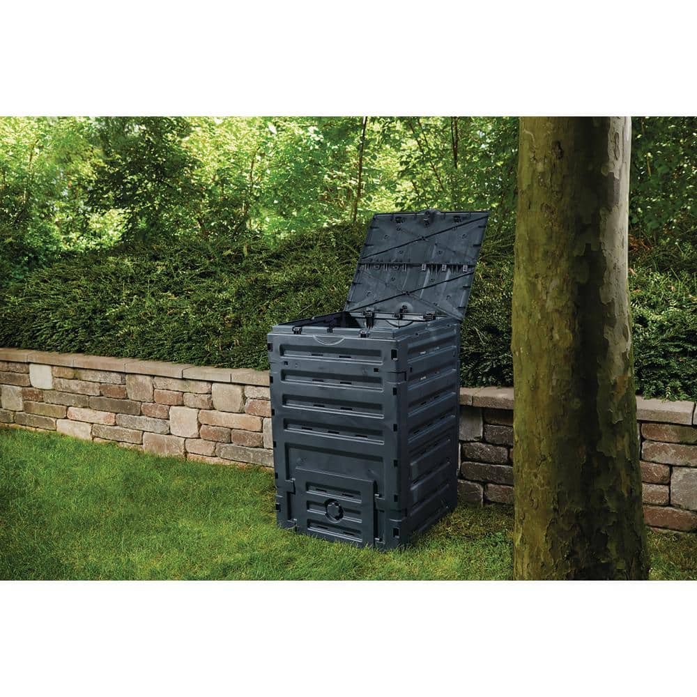 Eco-Friendly 120-Gal Polyethylene Stationary Composter with Latching Lid