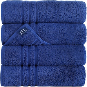 4-Piece Navy Blue Turkish Cotton Bath Towels