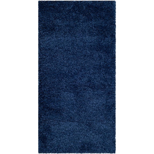 SAFAVIEH Milan Shag Doormat 2 ft. x 4 ft. Navy Solid Area Rug