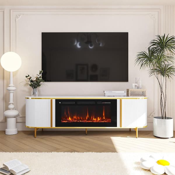Sizzim 70 in. Freestanding Modern Electric Fireplace TV Stand with