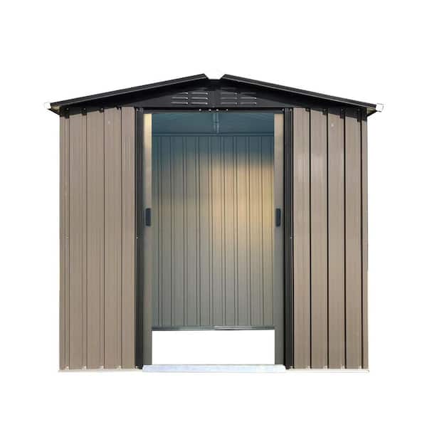 Outdoor storage sheds 4FTx6FT Apex roof brown with Sliding Doors