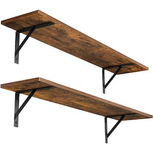 31.5 in. W x 7.9 in. D Decorative Wall Shelf, Brown Wall Mounted Shelves Set of 2