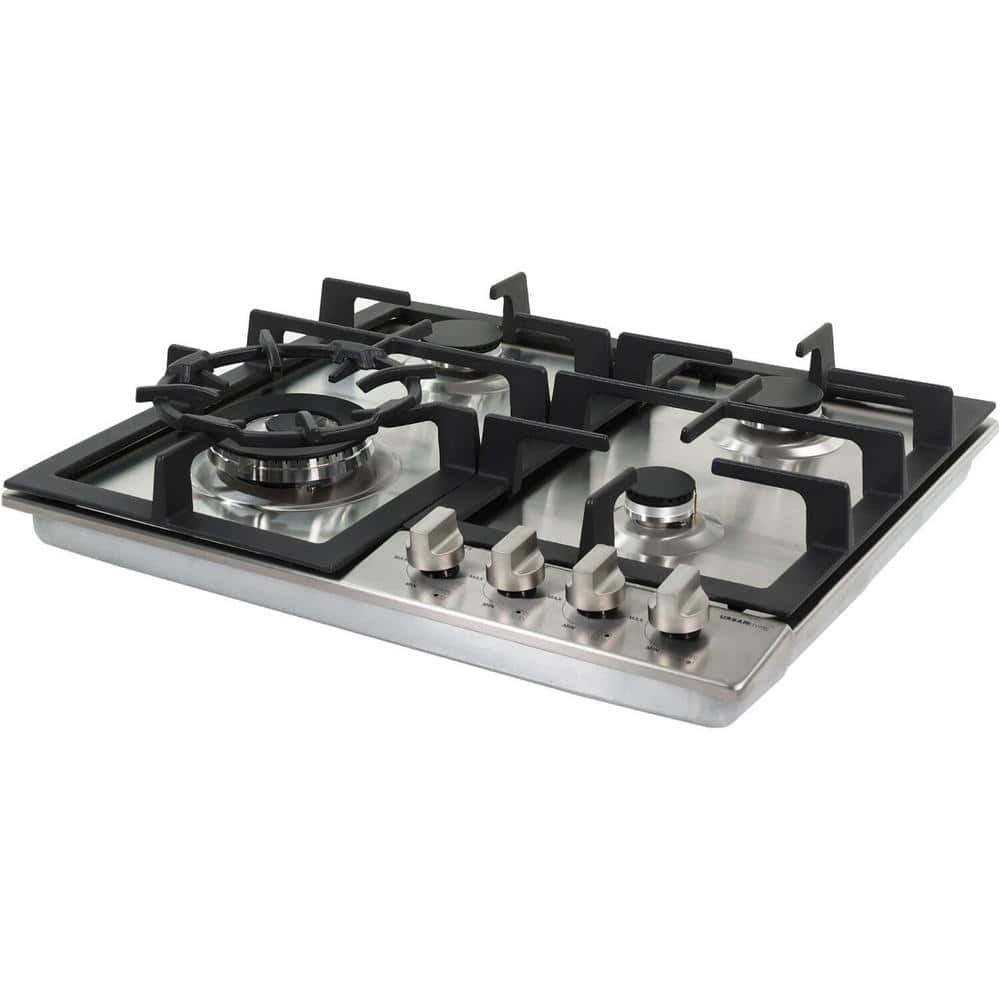 24-Inch Stainless Steel Gas Cooktop with Cast Iron Grates