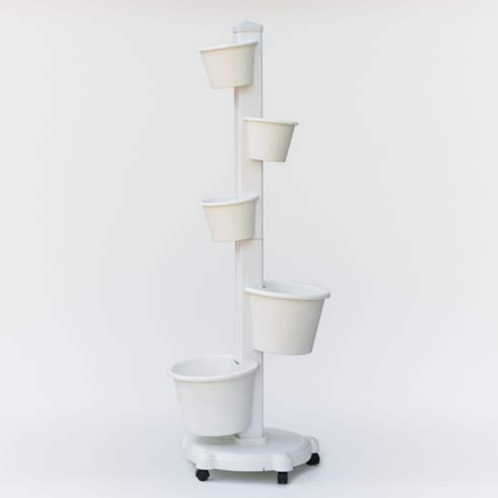 Sagano Snow White Vertical Indoor/Outdoor Planter with Drainage Holes