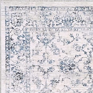 Carson Blue/Ivory 2 ft. 3 in. X 7 ft. 7 in. Floral Indoor Area Rug