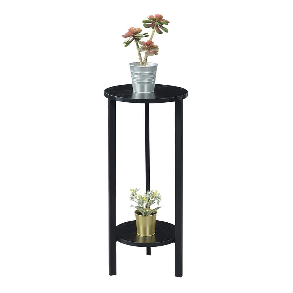 Modern Graystone 31" Black 2-Tier Metal & Particleboard Plant Stand
