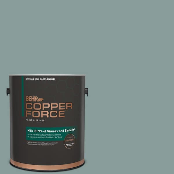 COPPER FORCE 1 gal. #PPU12-04 Agave Semi-Gloss Enamel Virucidal and Antibacterial Interior Paint & Primer