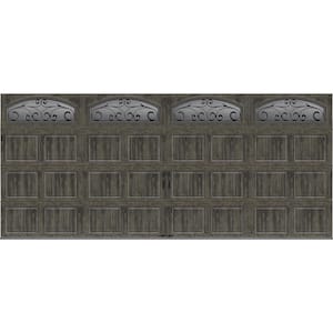 Gallery Collection 16 ft. x 7 ft. 6.5 R-Value Insulated Ultra-Grain Slate Garage Door with Window