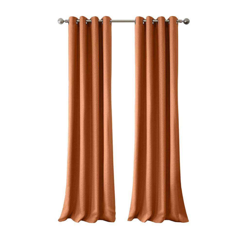 Connor Orange Polyester Room-Darkening Grommet Window Panel 52" x 108"