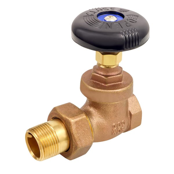 PLUMBFLEX 1 in. Heavy Duty Brass Steam Radiator Gate Valve FIP x Male Union, with Molded Thermal Plastic Handle
