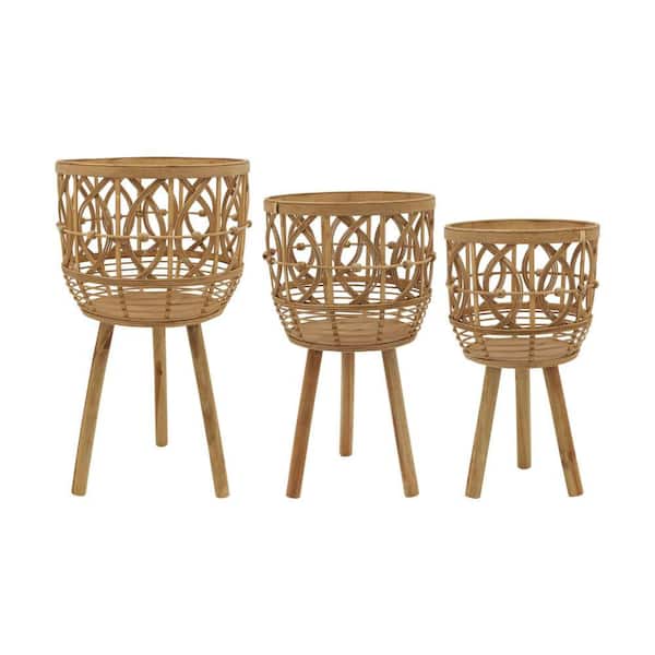 15 in. Brown Wood Planter on Stand (3-Pack)