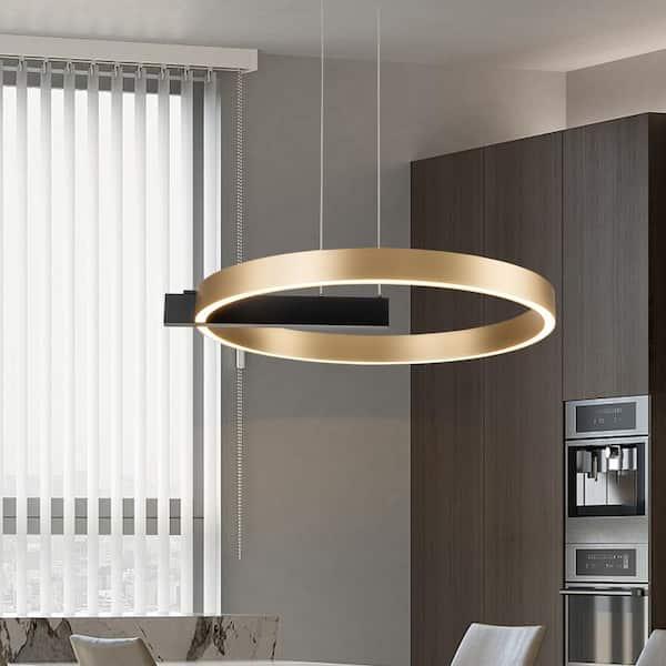 EDISLIVE Cadence 1-Light Integrated LED Gold and Black Round Shade ...