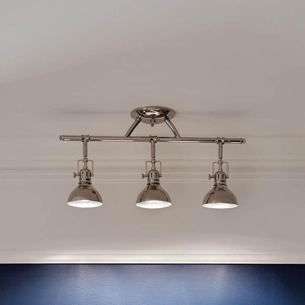 Modern Polished Nickel 3-Light Adjustable Ceiling Track