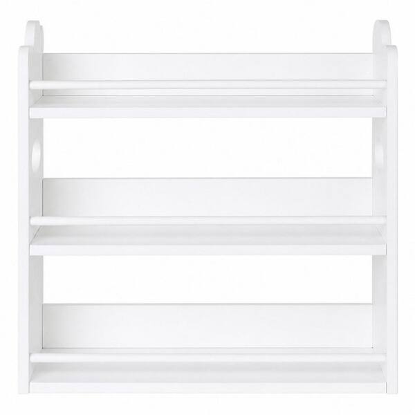 3-Tier 15.74 in. W x 5.11 in. D x 16.53 in. H Bamboo Spice Rack with Handles for Kitchen Counter, Wall Mounting, White