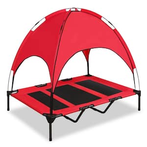 Large Raised Pet Bed w/Cover - Red and Black