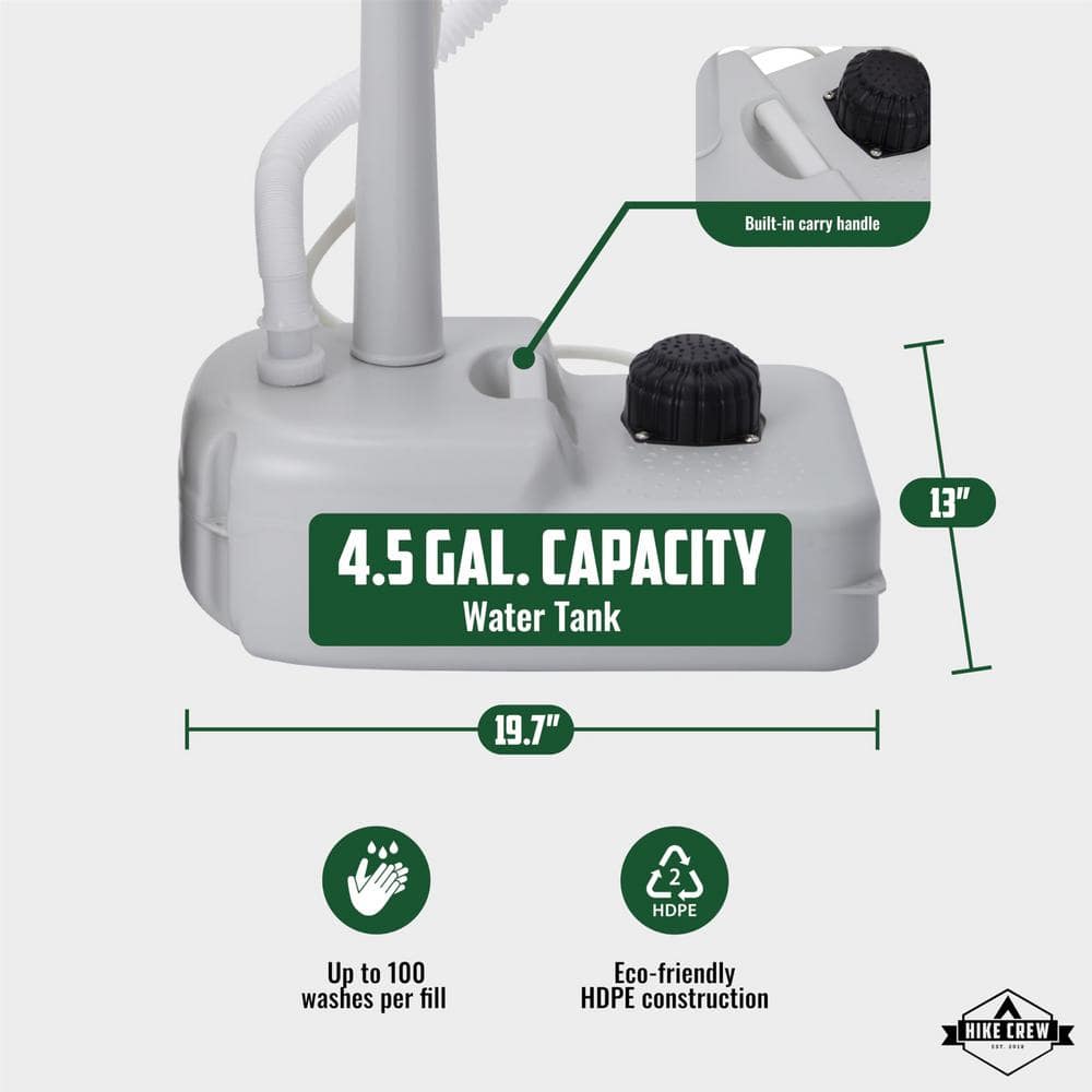 White Portable Camping Sink with Waste Tank and Foot Pump
