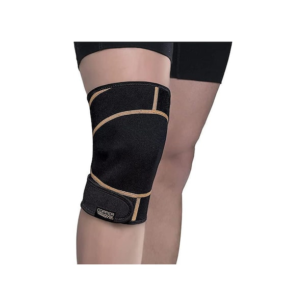 COPPER FIT Rapid Relief One Size Fits Most Copper Infused Adjustable Compression  Knee Wrap with Gel-Pack in Black CFRRKNW - The Home Depot