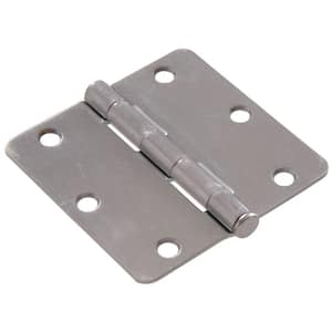 3 in. Satin Chrome Residential Door Hinge with 1/4 in. Round Corner Removable Pin Full Mortise (9-Pack)