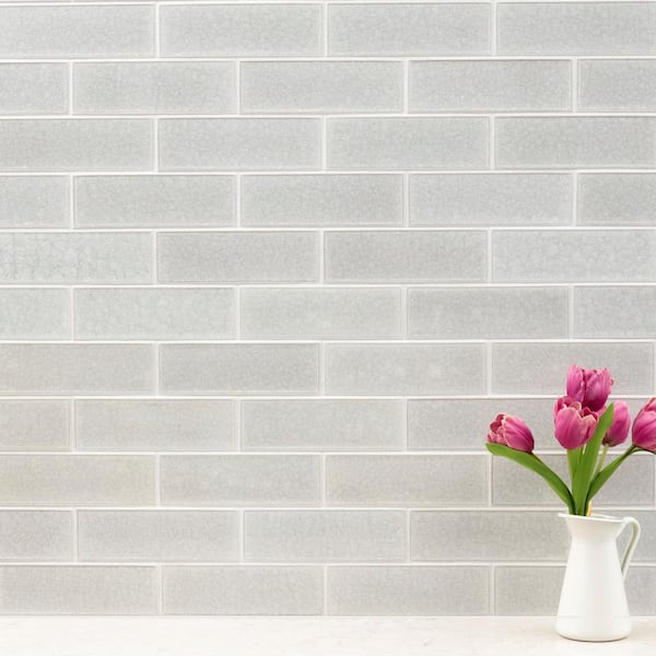 Frosted Icicle 3 in. x 9 in. Glass Subway Wall Tile (3.8 sq. ft./Case)