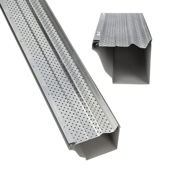 5 in. x 100 ft. Gutter Guard Leaf Protection, Aluminum Gutter Covers for K-Style Box Cutter