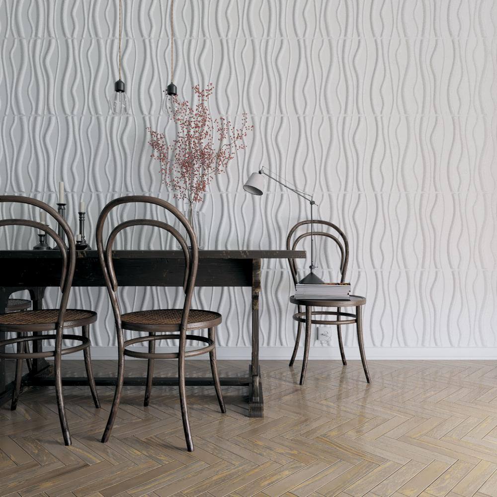 White Textured 3D PVC Decorative Wall Panel