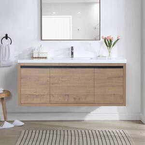 47-1/4 in. W x 18-1/8 in. D x 20-1/2 in. H Bath Vanity in Imitative Oak with White Resin Top