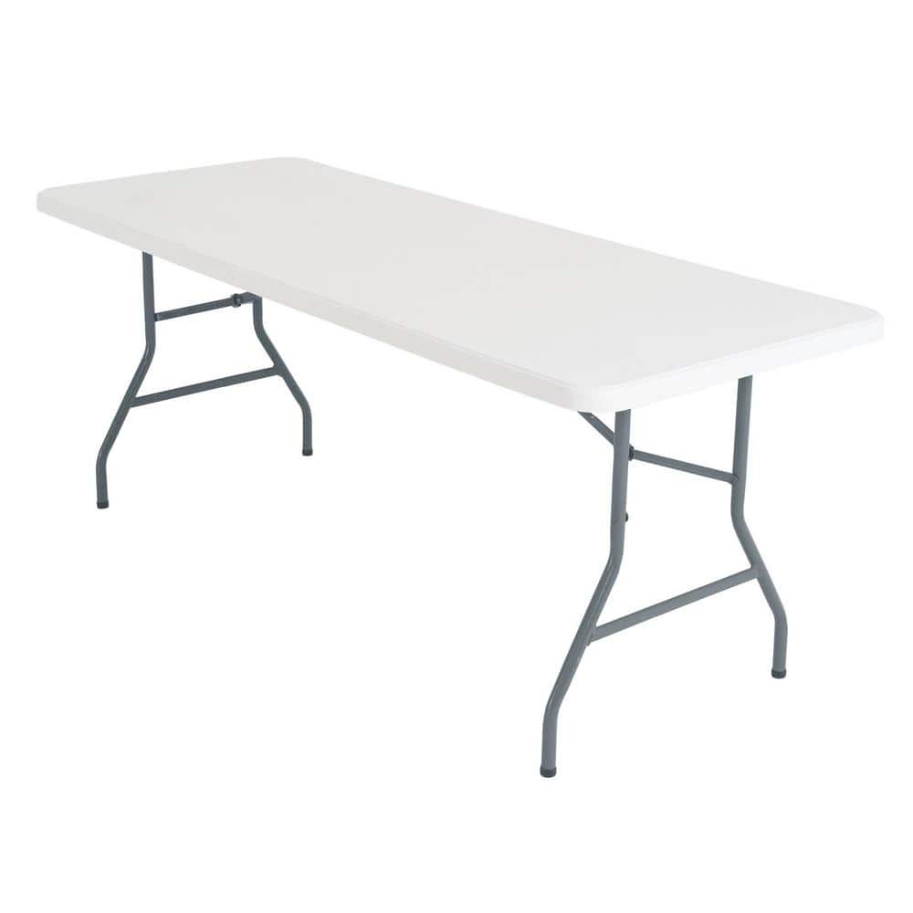 White 6-Foot Rectangular Folding Table with Black Legs