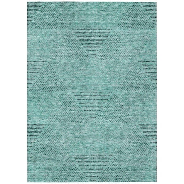 Chantille Machine Washable Indoor/Outdoor Abstract ACN777 Teal 10 ft. x 14 ft. Area Rug