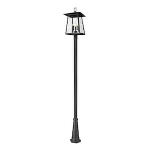 Rainer 5-Light Black Aluminum Hardwired Outdoor Marine Grade Post Light Set with no bulbs included