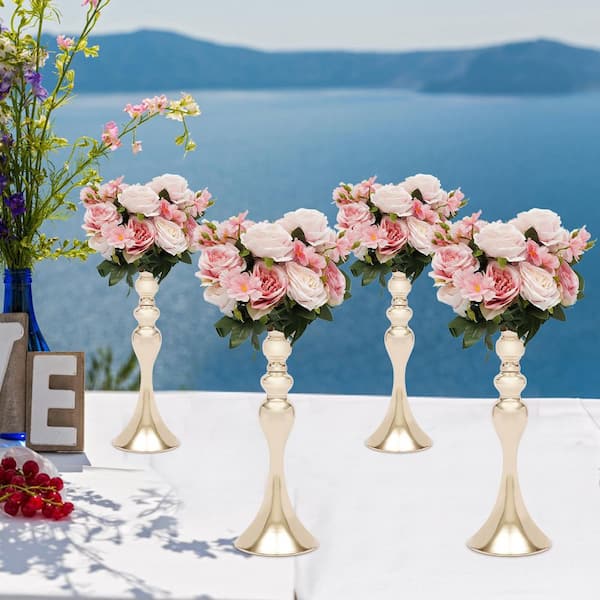 YIYIBYUS 22.2 in. Tall Metal Flower Holder Wedding Decoration Trumpet Vase  in Gold (6-Pieces) CF-ZJ1869-246 - The Home Depot