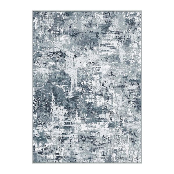 Polaris Gray 3 ft. x 5 ft. Washable Modern Abstract Area Rug
