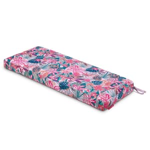 Vera Bradley 42 in. L x 18 in. D x 3 in. Thick Bench Cushion in Rain Forest Canopy Coral