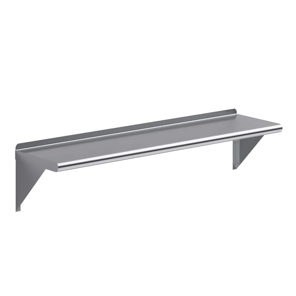 48" Long Stainless Steel Wall Shelf with Brackets