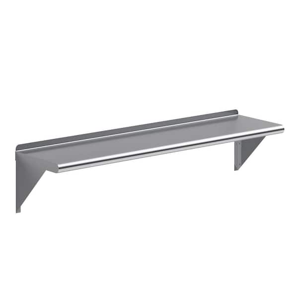 AMGOOD 12 in. x 48 in. Stainless Steel Wall Shelf Kitchen, Restaurant, Garage, Laundry, Utility Room Metal Shelf with Brackets