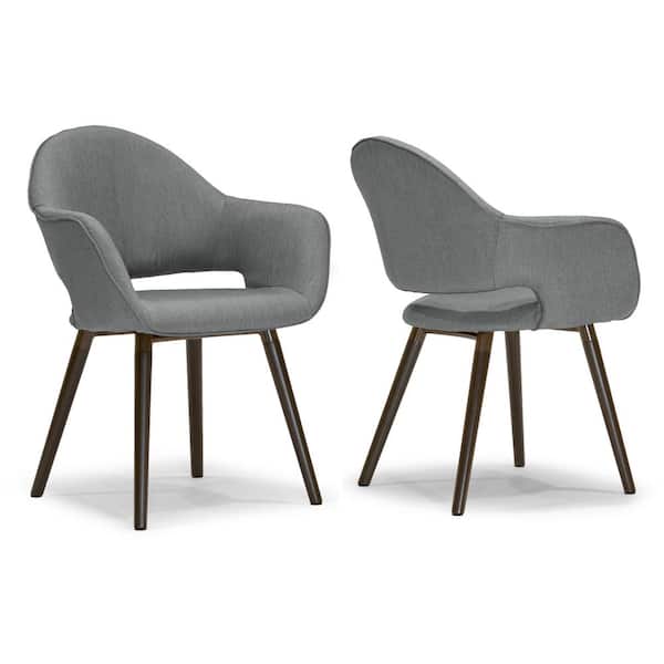 Glamour Home Adel Modern Grey Arm Chair Dining Chair with Beech Legs (Set of 2)