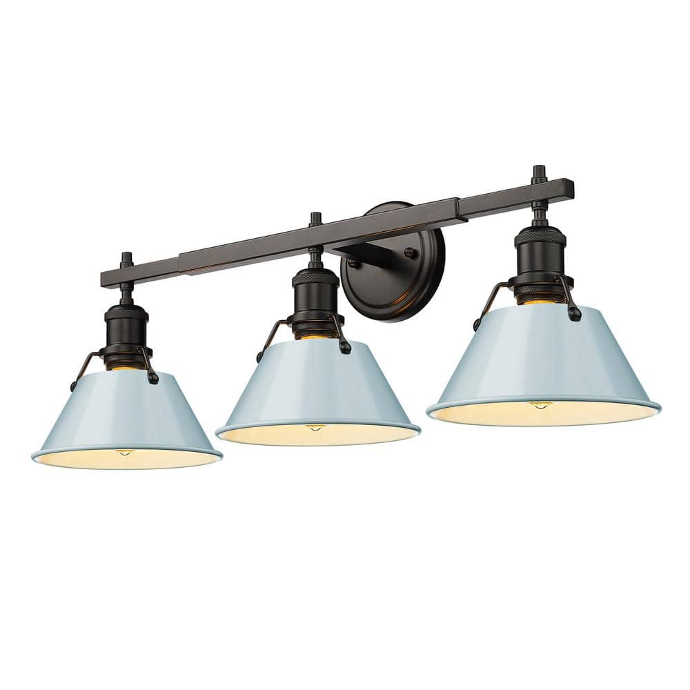 Golden Lighting Orwell 27.25 in. 3-Light Matte Black Vanity Light with ...