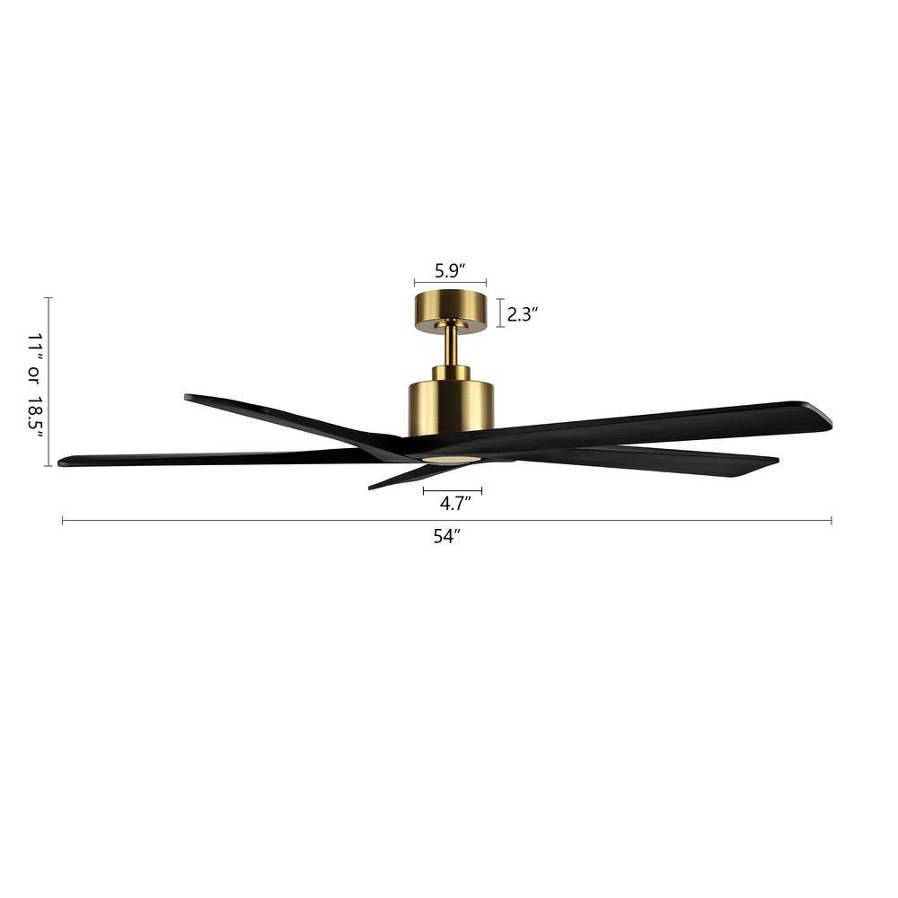 54" Gold and Black 5-Blade Ceiling Fan with Remote