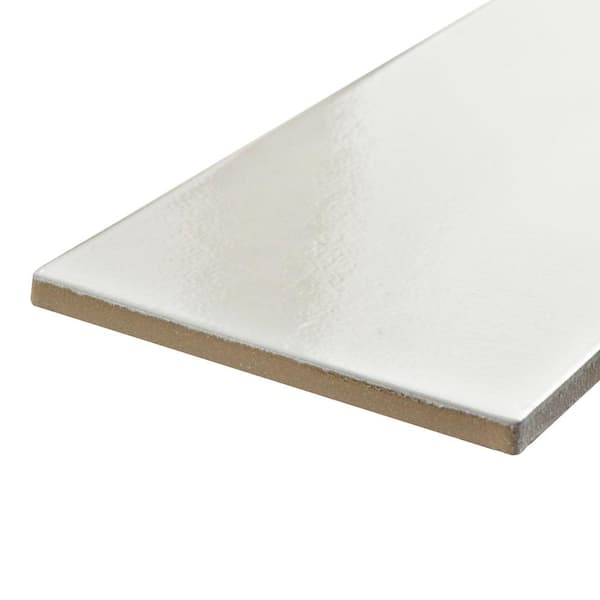 Piscina Brick Blanco Brillo 4-3/4 in. x 9-5/8 in. Porcelain Floor and Wall Take Home Tile Sample